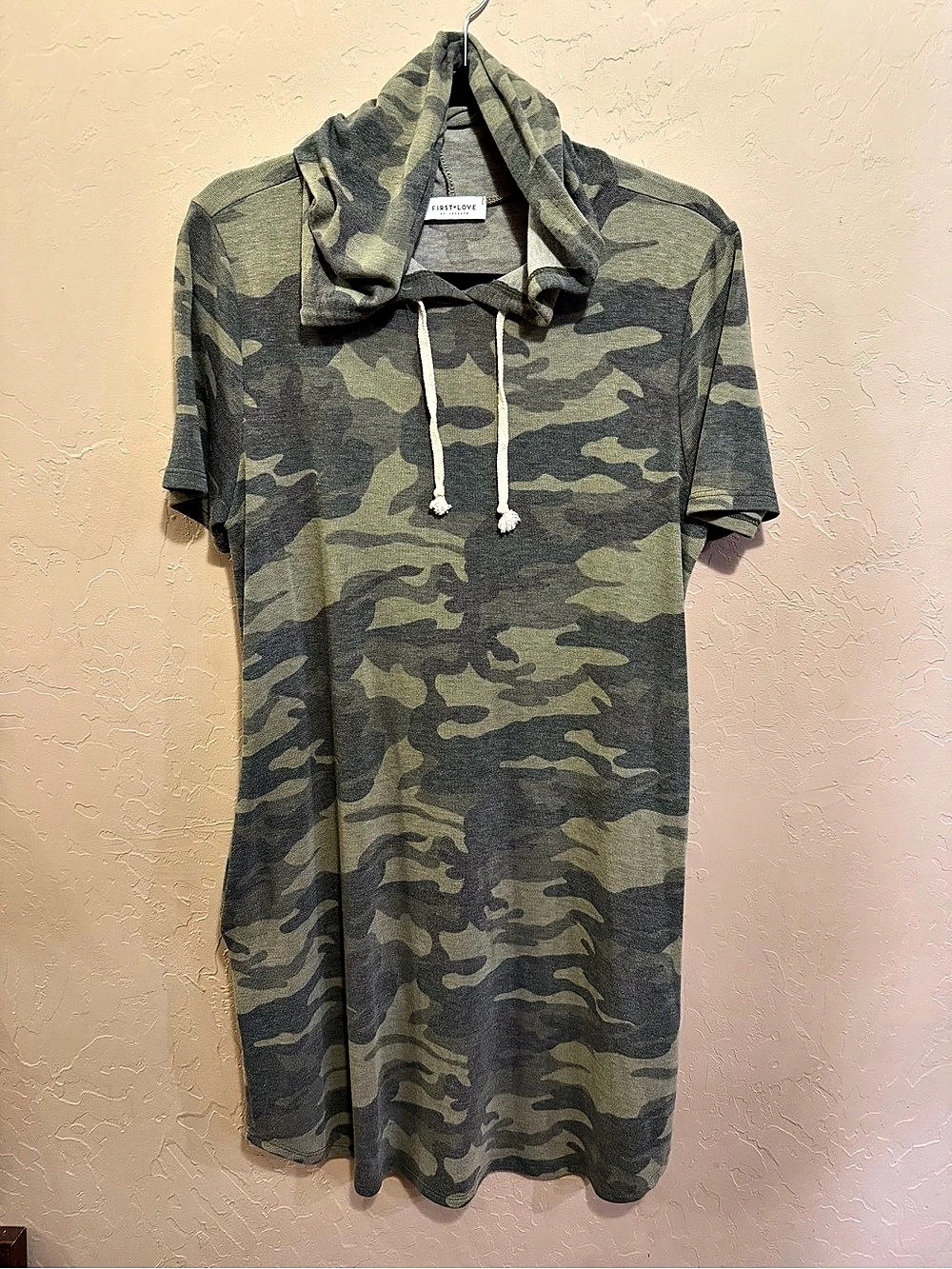 First Love Camo Hooded Mini Dress Size Small